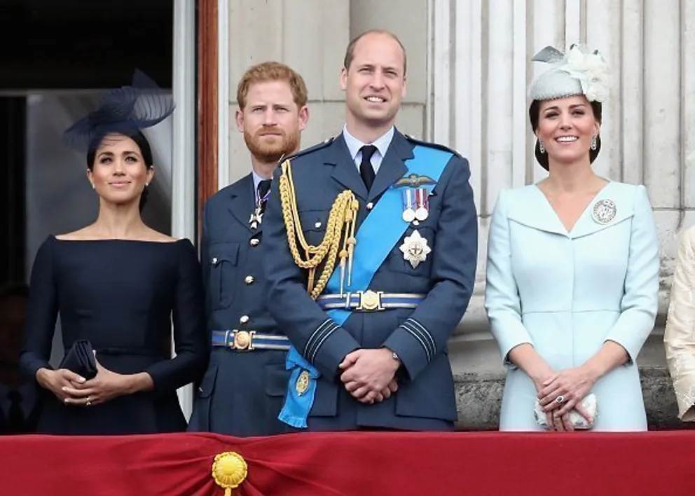 Meghan Markle, el príncipe Harry, el príncipe William y Kate Middleton el 10 de julio de 2018 en Londres, Inglaterra. | Foto: Getty Images