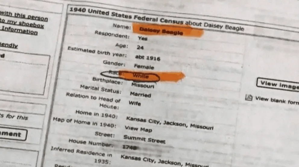 Les documents de recensement prouvent que la mère de Verda Byrd était blanche | Photo : Youtube/USA TODAY