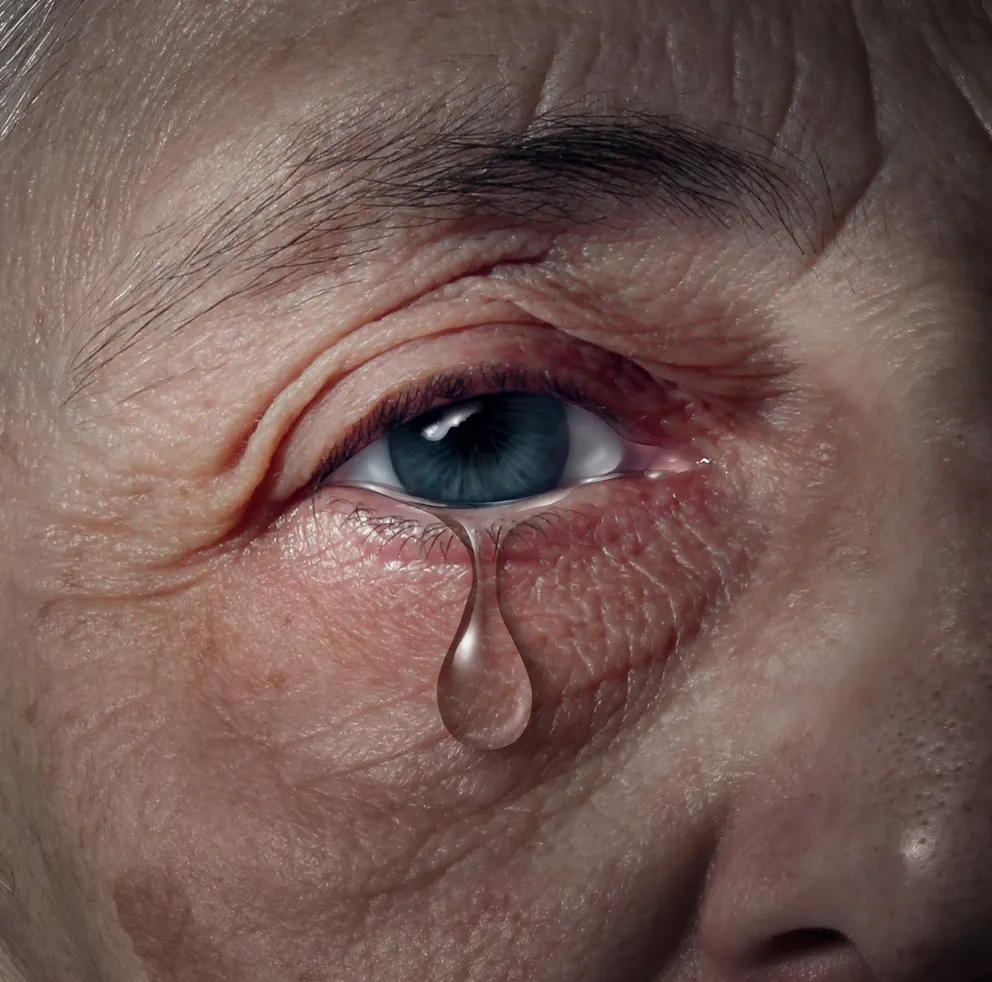 Une larme tombant de l'œil d'une personne âgée. │Source : Shutterstock