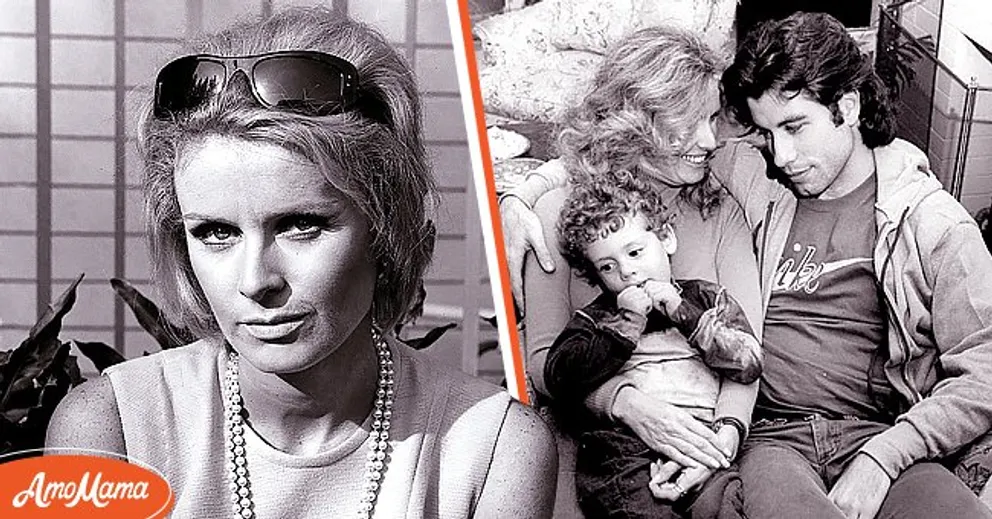 Photo de la défunte actrice Diana Hyland [à gauche]. L'acteur John Travolta, Diana Hyland et son fils Zachary Goodson [à droite] | Photo : Getty Images