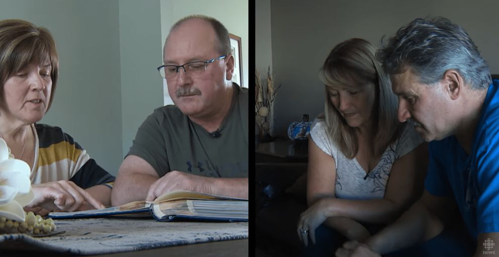 [A gauche] Craig Avery avec sa femme ; [A droite] Clarence Hynes avec sa femme. | Source : youtube.com/CBC News : The National