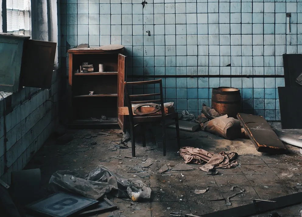 Una habitación en ruinas llena de objetos en mal estado. | Foto: Pexels