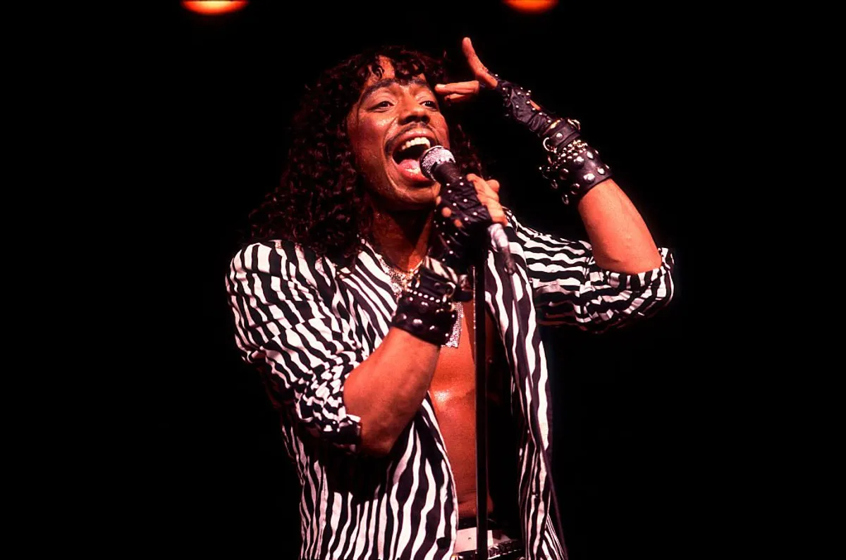  Rick James performs onstage at the Holiday Star Theater on September 9, 1983. | Photo: Getty Images