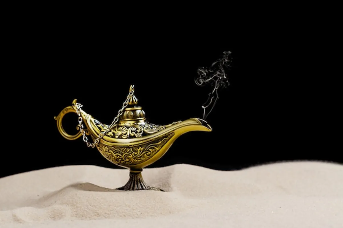 Magic lamp on the sand. | Photo: Freepik