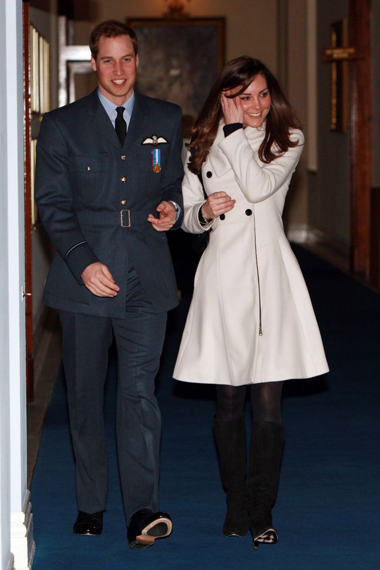 Prince William poses for a walk with his girlfriend Kate Middleton after graduation from RAF Cranwell in Cranwell, England on April 11, 2008.  |  Source: Getty Images   