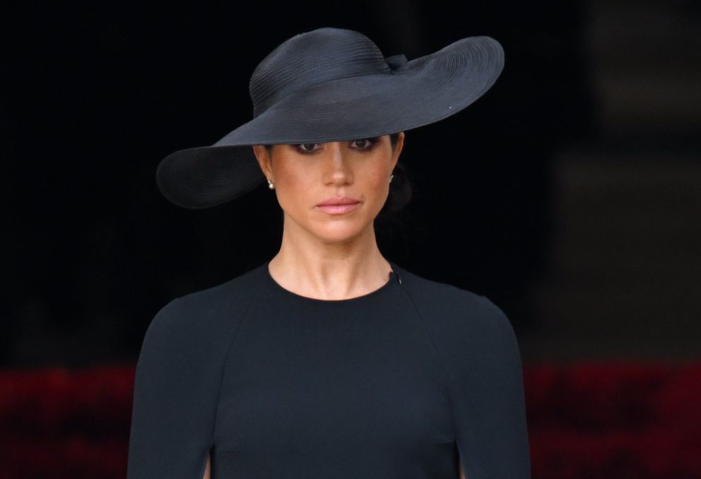Meghan, Duchess of Sussex during the State Funeral of Queen Elizabeth II at Westminster Abbey on September 19, 2022 in London, England. 