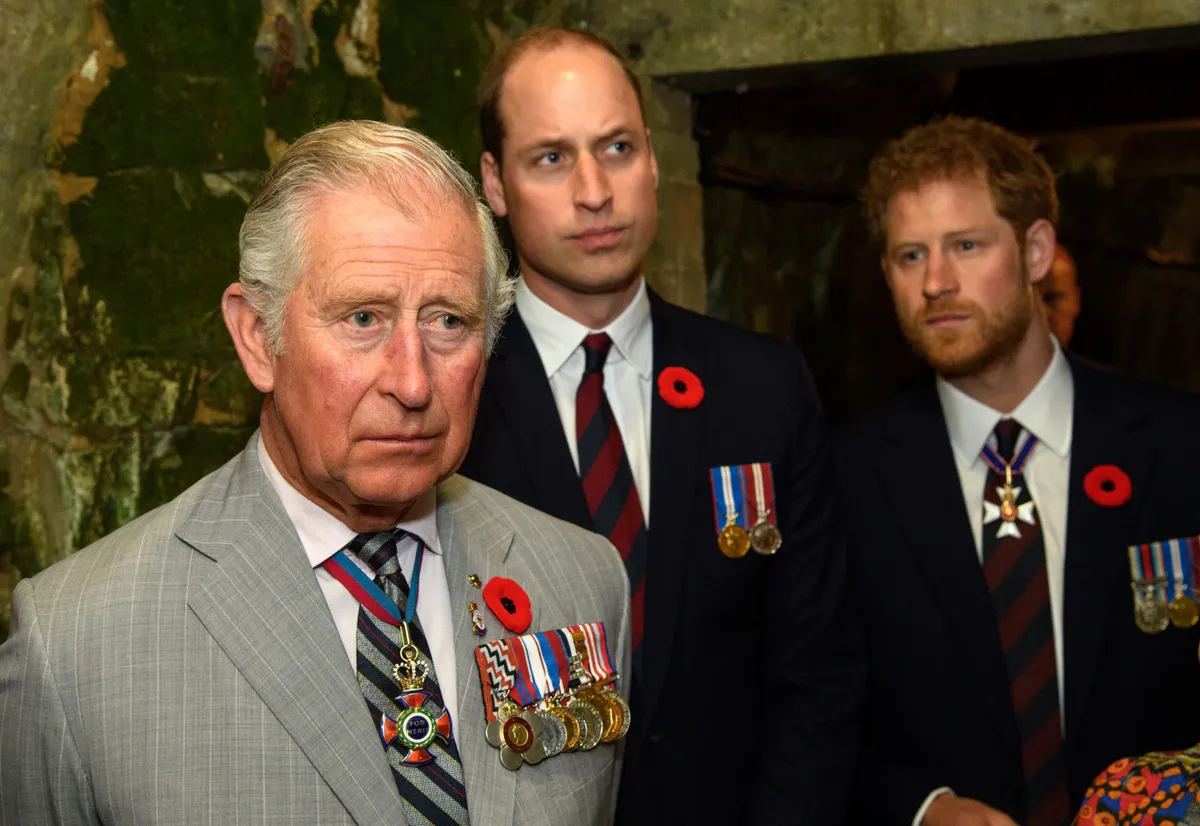 Prince Charles, Prince William, and Prince Harry during the commemorations for the 100th anniversary of the battle of Vimy Ridge on April 9, 2017 | Photo: Getty Images