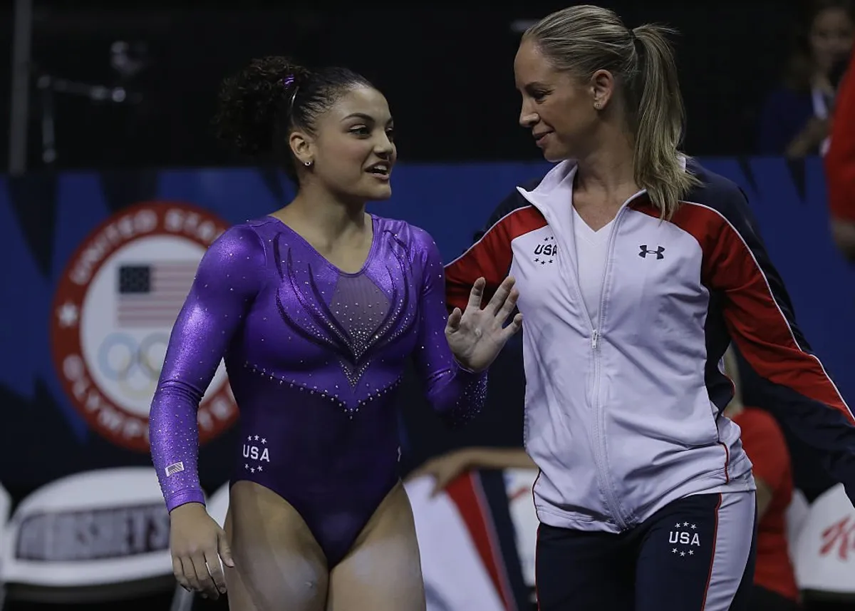 Lauren Hernandez and Maggie Haney at the 2016 US Olympic Women's Gymnastics Team Trials on July 8, 2016 | Photo: Getty Image