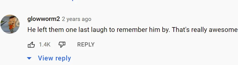 Le commentaire d'un utilisateur sur la vidéo d'un homme qui a fait une farce à sa famille et aux invités lors de son enterrement. | Photo : youtube.com/Liverpool ECHO