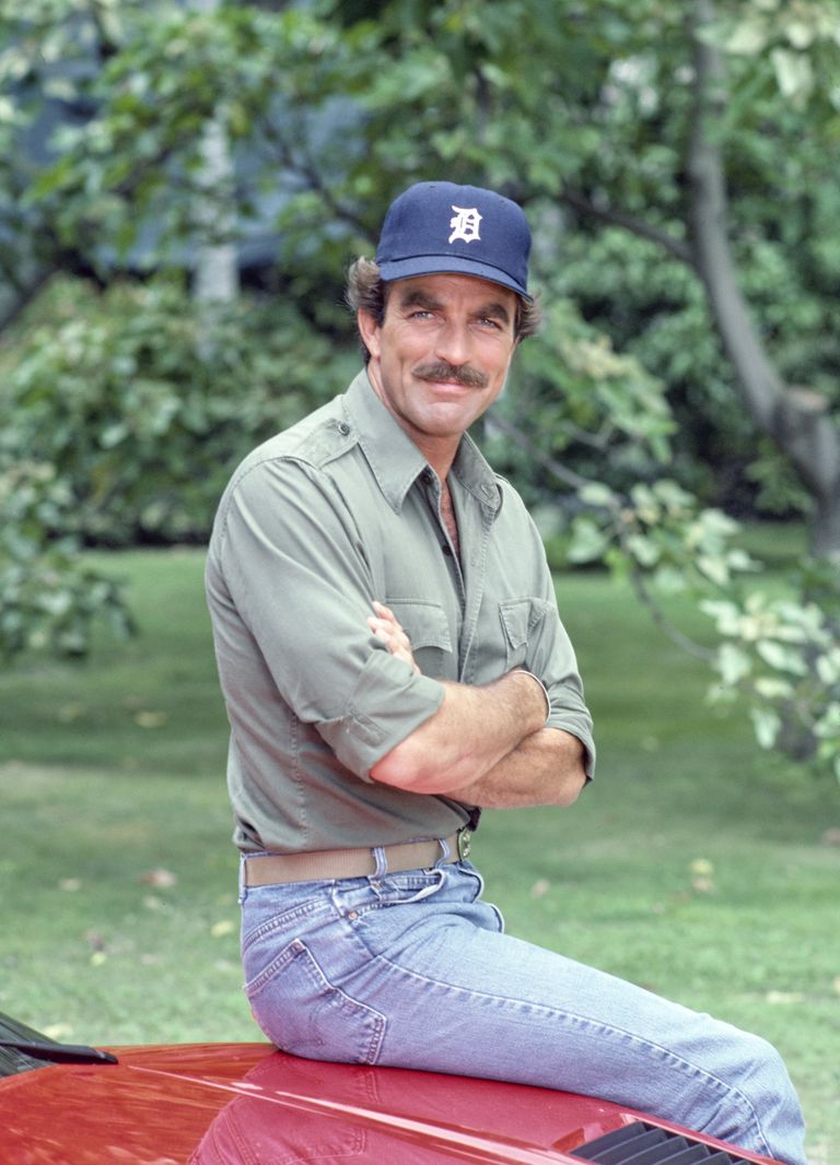 Pictured is Tom Selleck (as Magnum) in the CBS television show.