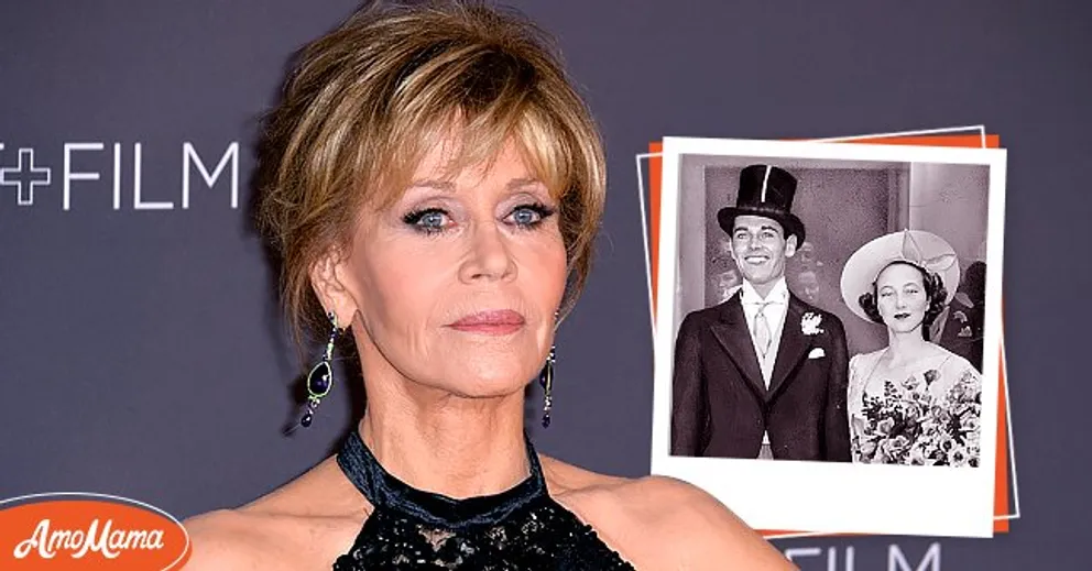 L'actrice Jane Fonda lors d'un événement [à gauche]. Henry Fonda et Frances Ford Seymour [à droite]. | Photo : Getty Images