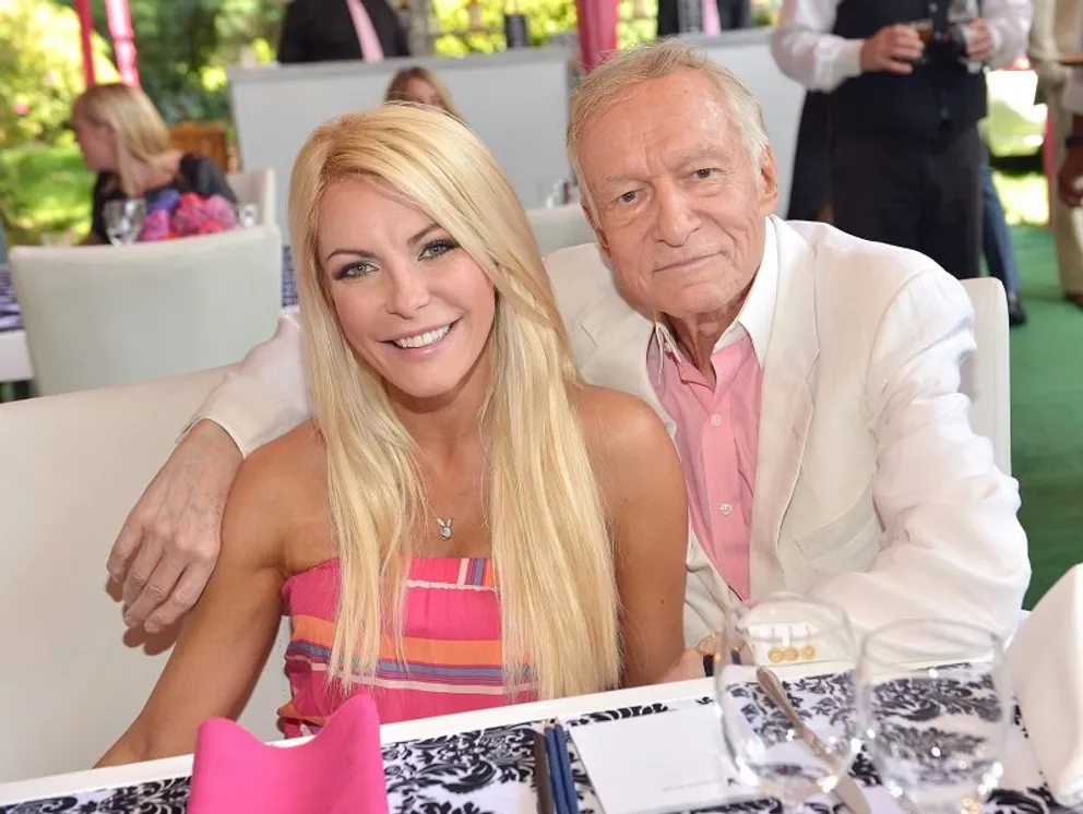 Crystal Harris and Hugh Hefner on May 9, 2013 in Holmby Hills, California | Photo: Getty Images