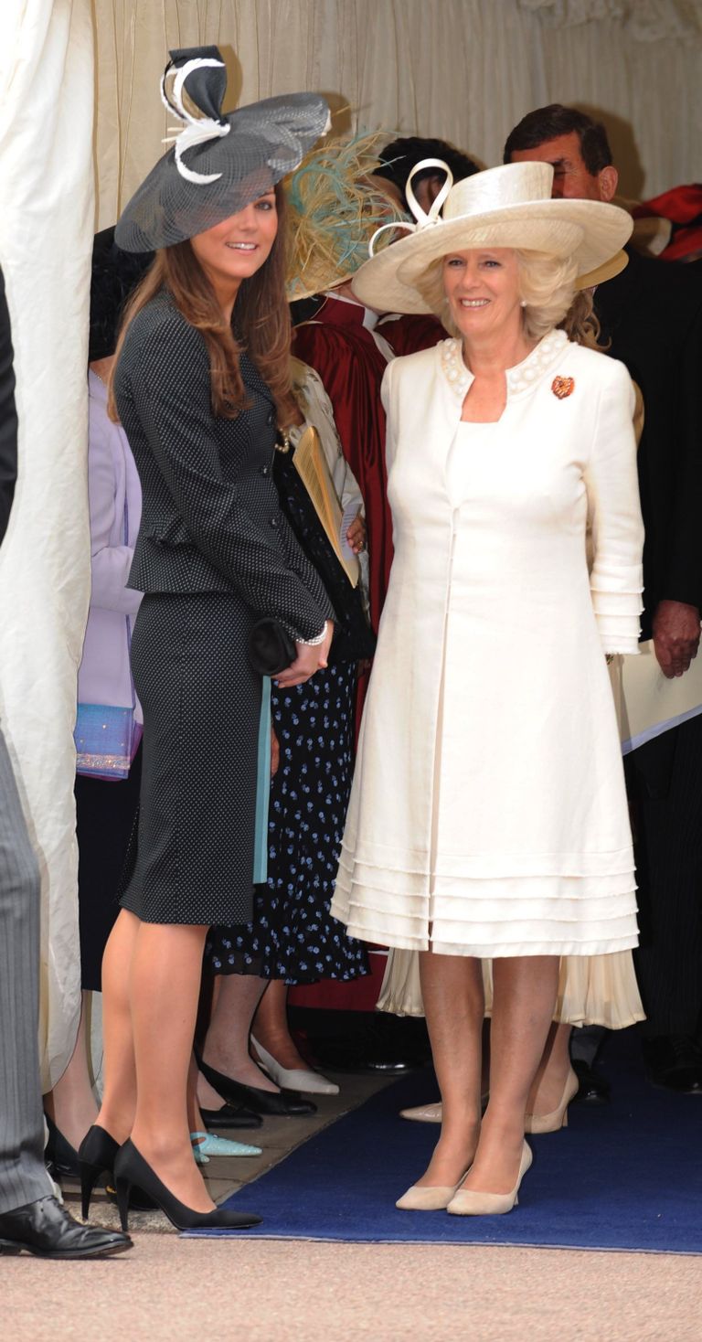 Kate Middleton joins Camilla, now Queen Consort, at St George's Chapel, Windsor Castle on June 16, 2008 in Windsor, England
