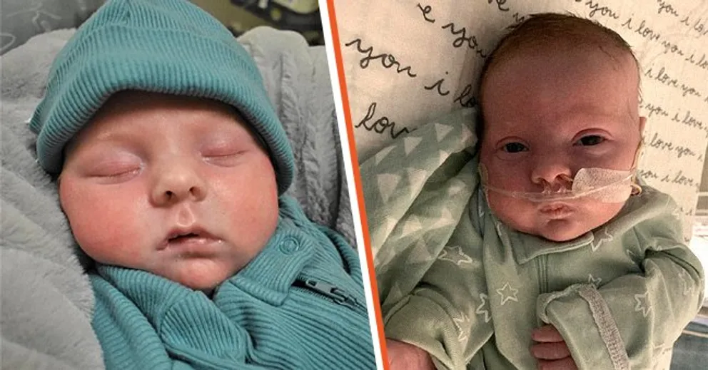 Baby Karson at home [à gauche] ;  Baby Karson in the hospital [à droite].  |  Source: facebook.com/lisaough0327