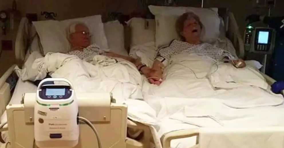 Trent y Dolores Winstead se toman de la mano mientras están en sus camas de hospital. | Foto: Twitter.com/ABC7