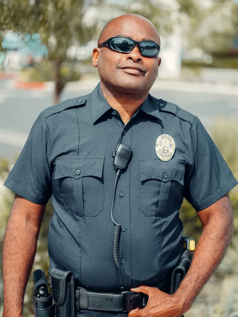 Un oficial de policía con su mano en su cinturón. | Foto: Pexels