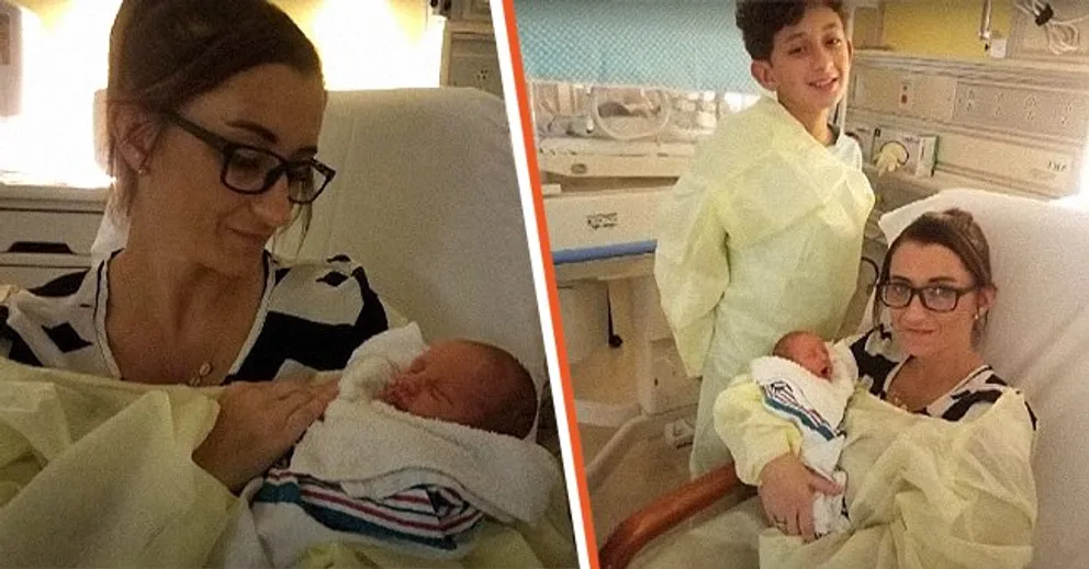 Ashly Moreau tenant son nouveau-né dans ses bras ; Jayden Fontenot à l'hôpital avec sa mère, Ashly Moreau, et son frère. | Source : youtube.com/KPRC 2 Click2Houston