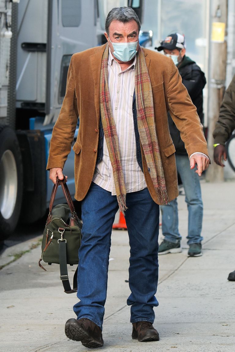 Tom Selleck at the film set of the 'Blue Bloods' TV Series on October 20, 2020 in New York City
