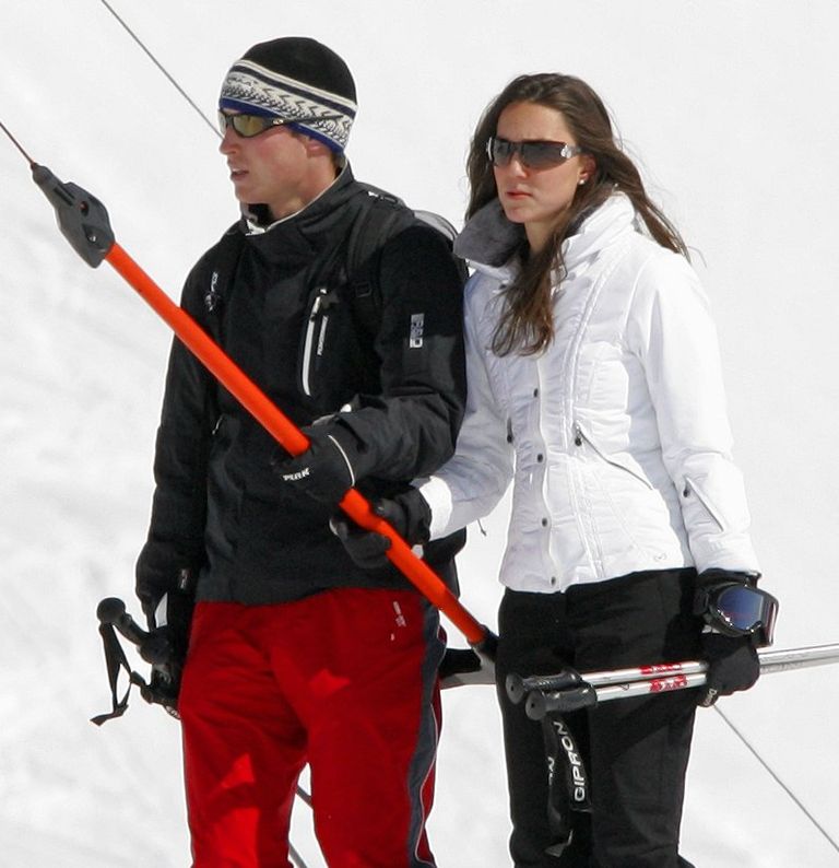 Prince William and Kate Middleton pose for a ski vacation on March 19, 2008 in Clostars, Switzerland.  |  Source: Getty Images     
