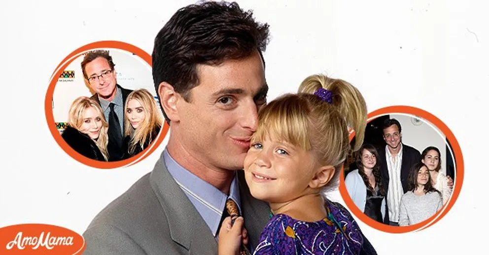 Mary-Kate Olsen, comedian Bob Saget and Ashley Olsen attend Stand Up For Scleroderma at Carolines On Broadway on November 8, 2010 in New York, City [left]. Publicity photo of actor Bob Saget and Mary-Kate Olsen for TV show "Full House" on September 3, 1991 [center]. Actor Bob Saget and his daughters Lara, Aubrey and Jennie arrive at the Golden Dads Awards ceremony at the Peterson Automotive Museum on June 15, 2005 in Los Angeles, California [right] | Photo: Getty Images